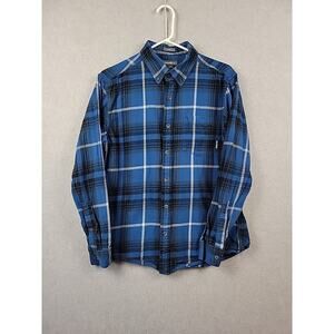 Eddie Bauer Classic Fit 100% Cotton Blue Plaid LS Button Up Shirt Men's Medium